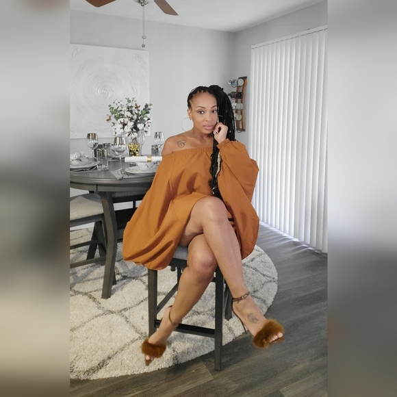 Dresses & Skirts - Rust oversized off the shoulder dress (available in 3 colors)